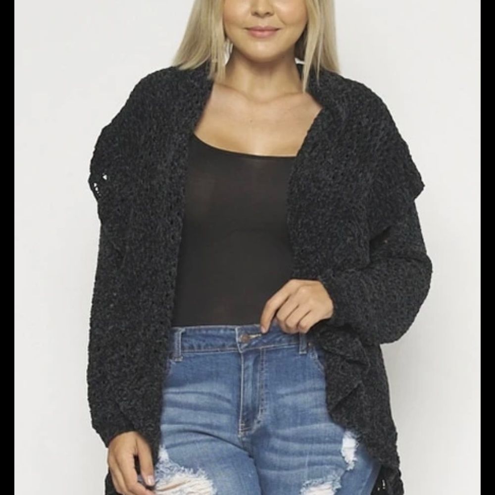 Purple Casual Oversized Open Front Dolman Long Sleeve Knit Cardigan Sweat… - Picture 1 of 2